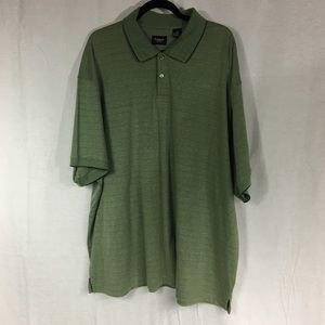 Haggar 3x green hunter stripes short sleeve polo  easy care no iron